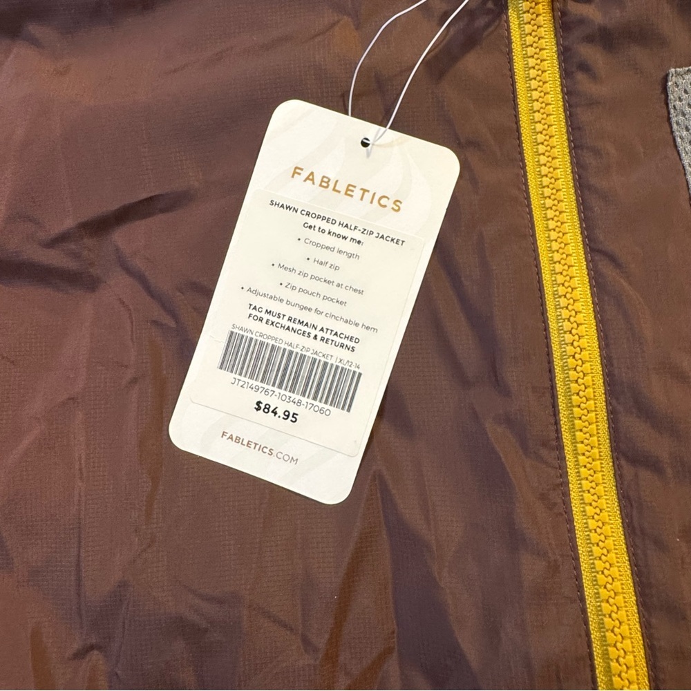 Fabletics Women's XL Shawn Cropped Half-Zip Windbreaker Jacket Brown NWT - Picture 2 of 8